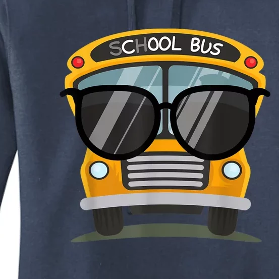 Cool Bus With Sunglasses School Bus Party Women's Pullover Hoodie