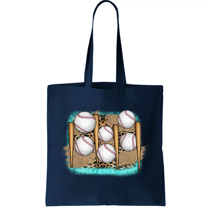 Cool Baseball With Bat On Leopard Print Tote Bag