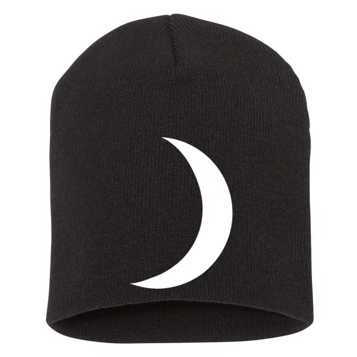 Cool Big White Crescent Moon Astronomy Short Acrylic Beanie