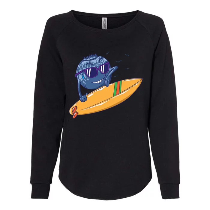 Cool Blueberry With Surfboard Funny Gift Womens California Wash Sweatshirt