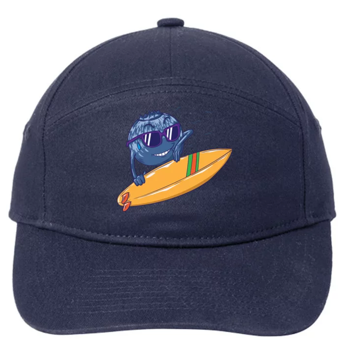 Cool Blueberry With Surfboard Funny Gift 7-Panel Snapback Hat