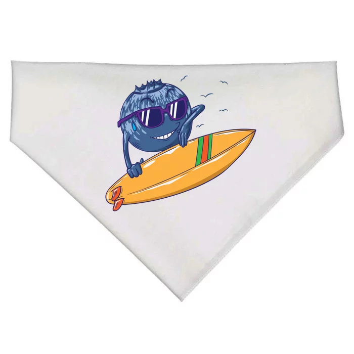 Cool Blueberry With Surfboard Funny Gift USA-Made Doggie Bandana