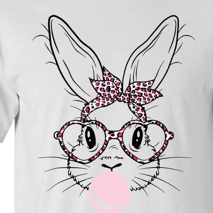 Cute Bunny With Leopard Glasses Bubblegum Easter Tall T-Shirt