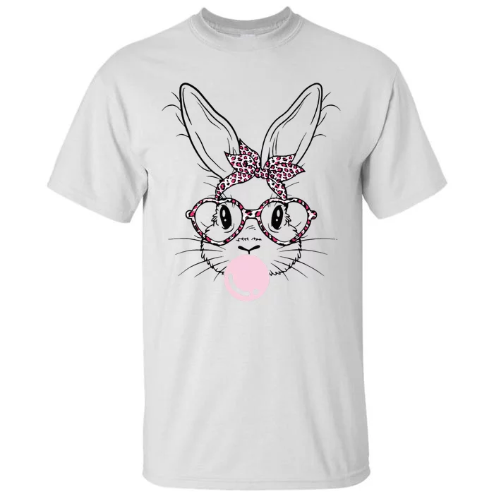 Cute Bunny With Leopard Glasses Bubblegum Easter Tall T-Shirt