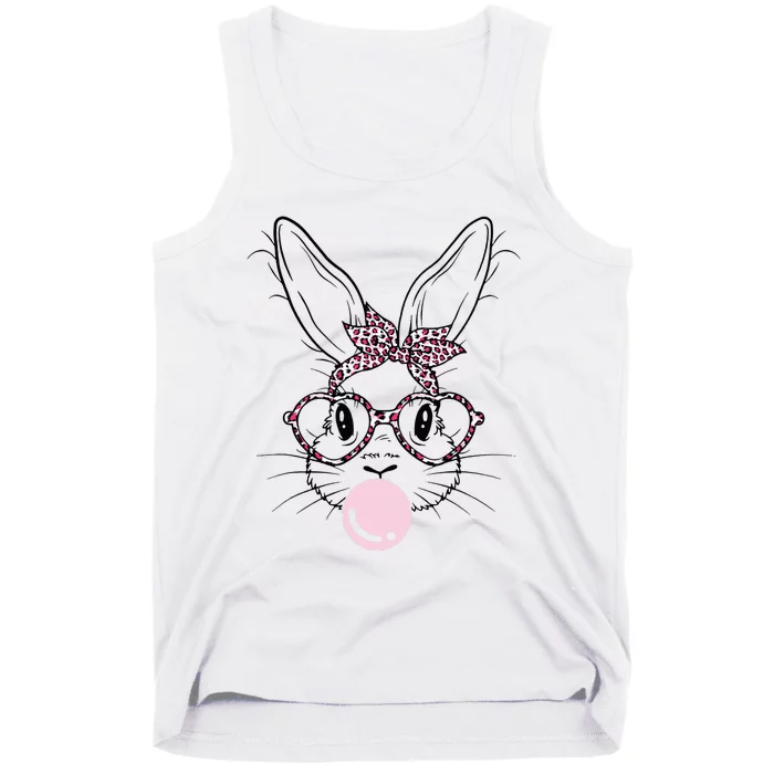 Cute Bunny With Leopard Glasses Bubblegum Easter Tank Top