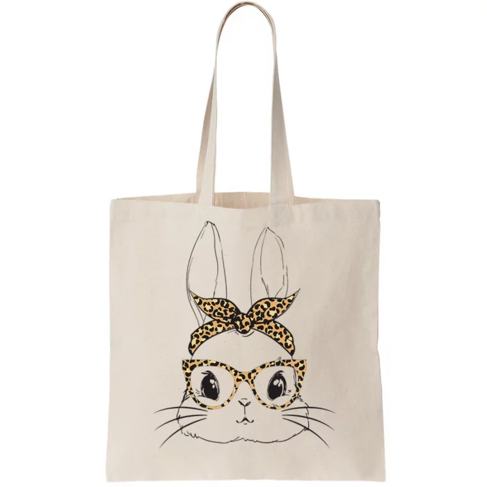 Cute Bunny With Leopard Glasses Bubblegum Easter Tote Bag