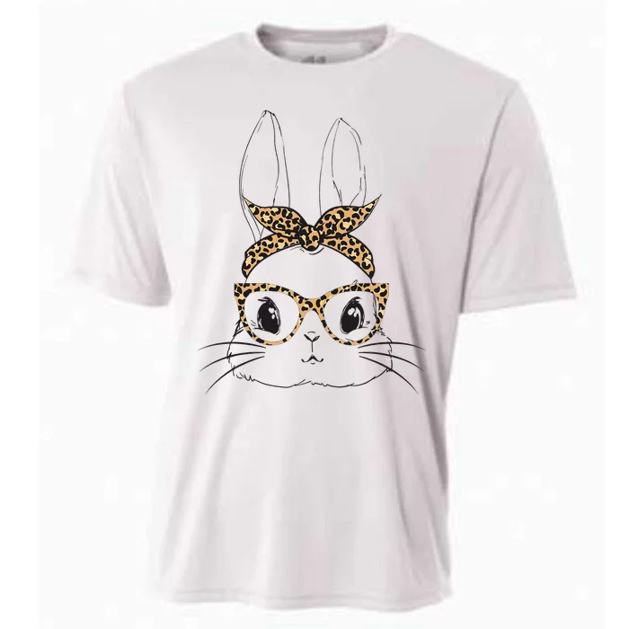 Cute Bunny With Leopard Glasses Bubblegum Easter Cooling Performance Crew T-Shirt