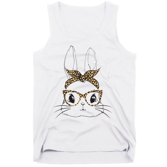 Cute Bunny With Leopard Glasses Bubblegum Easter Tank Top