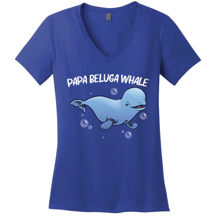 Cool Beluga Whale Dad Orca Whales Save The Ocean Gift Women's V-Neck T-Shirt