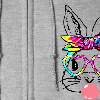 Cute Bunny With Bandana Heart Glasses Bubblegum Easter Day Full Zip Hoodie