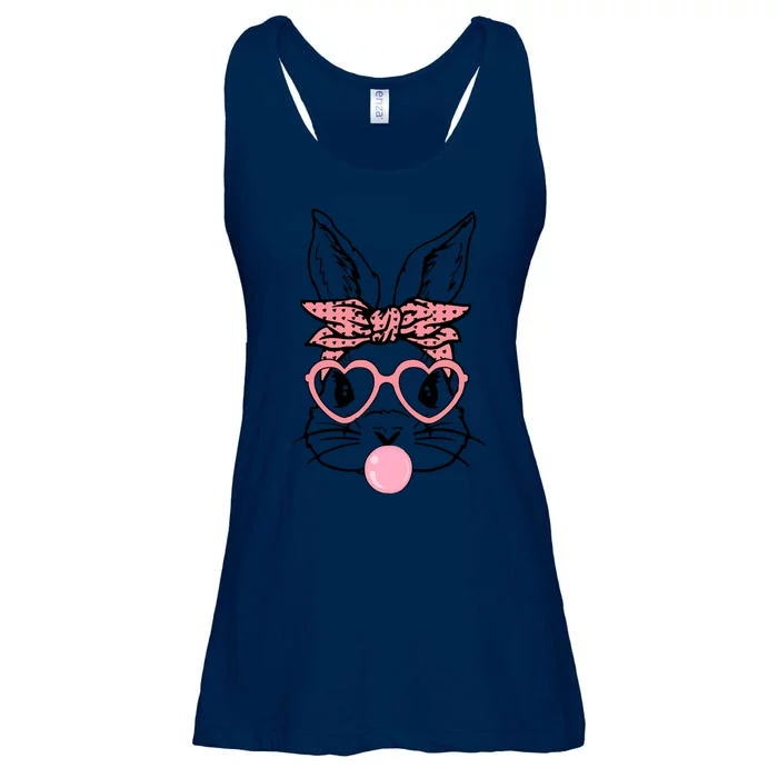 Cute Bunny With Bandana Heart Glasses Bubblegum Easter Day Ladies Essential Flowy Tank