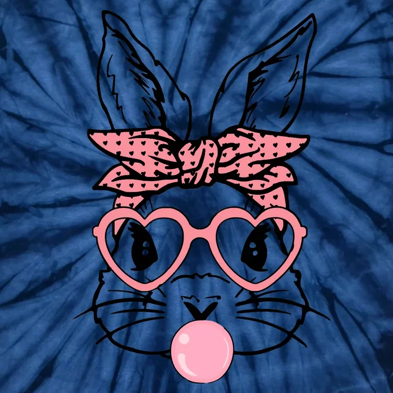 Cute Bunny With Bandana Heart Glasses Bubblegum Easter Day Tie-Dye T-Shirt