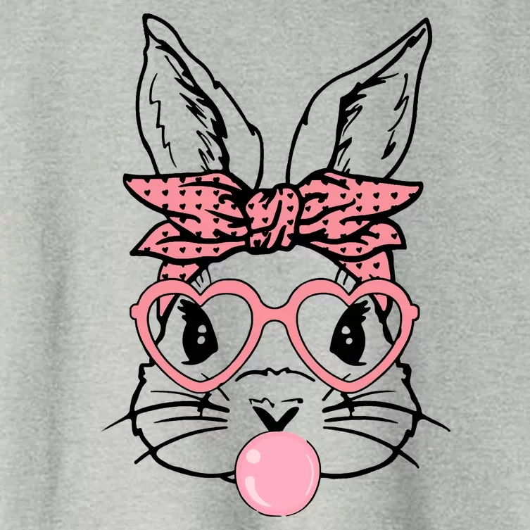 Cute Bunny With Bandana Heart Glasses Bubblegum Easter Day Women's Crop Top Tee