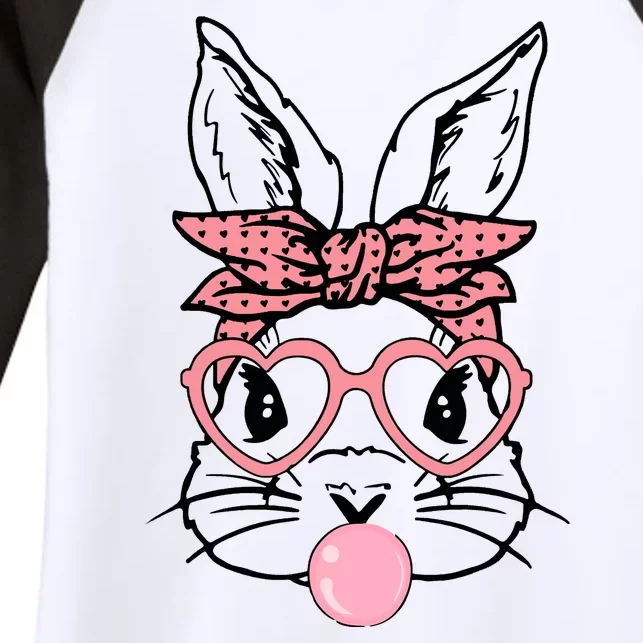 Cute Bunny With Bandana Heart Glasses Bubblegum Easter Day Women's Tri-Blend 3/4-Sleeve Raglan Shirt