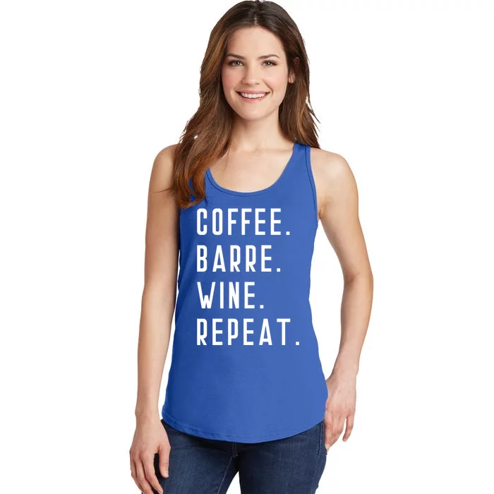 Coffee Barre Wine Repeat Funny Yoga Exercise Sports Muscle Cool Gift Ladies Essential Tank