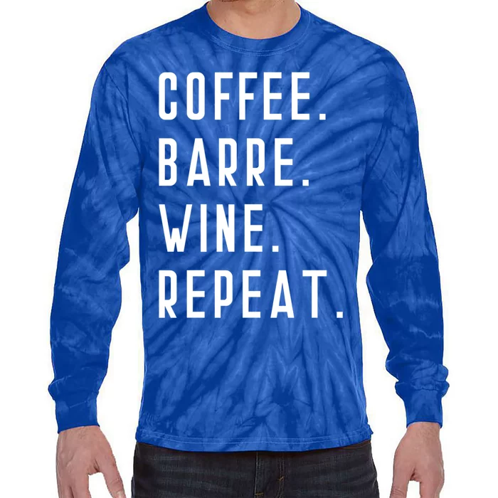 Coffee Barre Wine Repeat Funny Yoga Exercise Sports Muscle Cool Gift Tie-Dye Long Sleeve Shirt