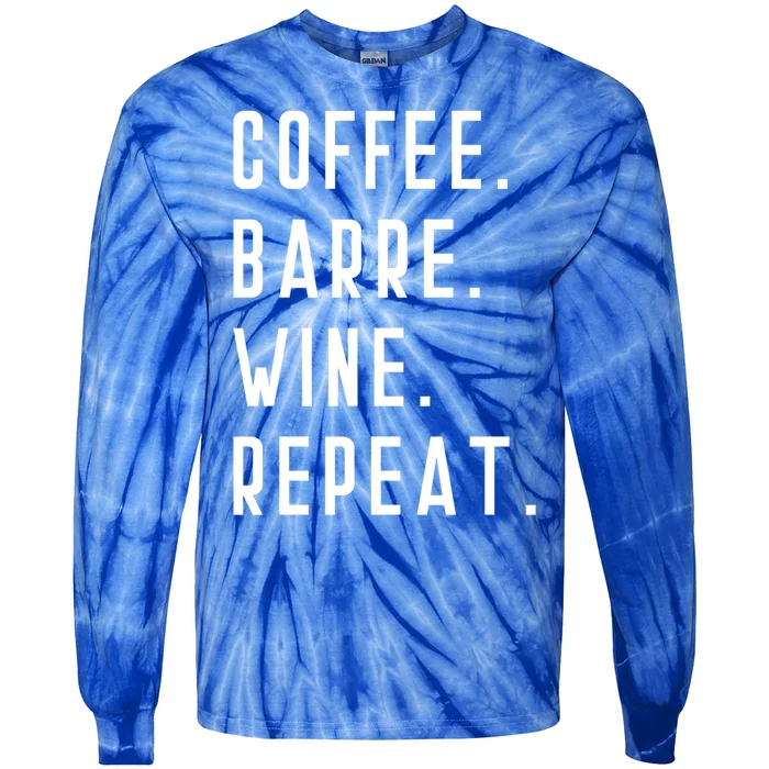 Coffee Barre Wine Repeat Funny Yoga Exercise Sports Muscle Cool Gift Tie-Dye Long Sleeve Shirt