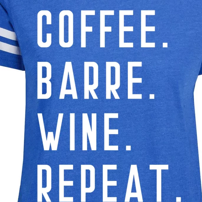 Coffee Barre Wine Repeat Funny Yoga Exercise Sports Muscle Cool Gift Enza Ladies Jersey Football T-Shirt