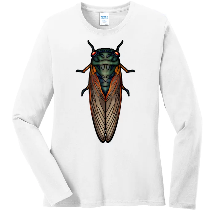 Cicada Brood X Magicicada Septendecim Red Eyed Cicadas Ladies Long Sleeve Shirt