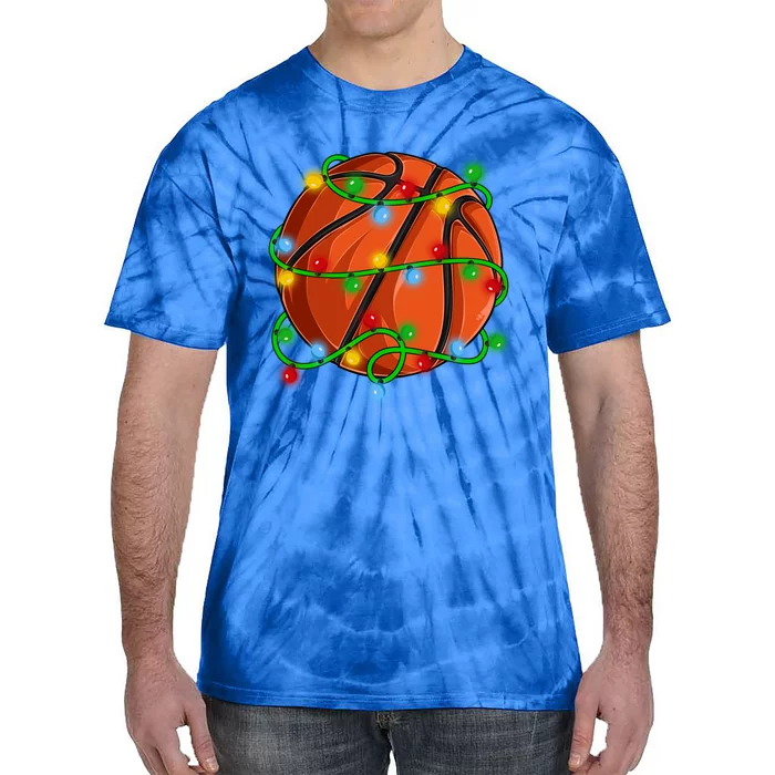 Christmas Basketball Xmas Light Basketball Player Sport Meaningful Gift Tie-Dye T-Shirt