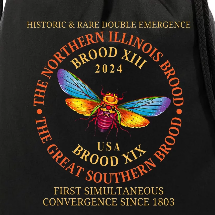 Cicada Brood Xiii Brood Xix 2024 Emergence Convergence Drawstring Bag