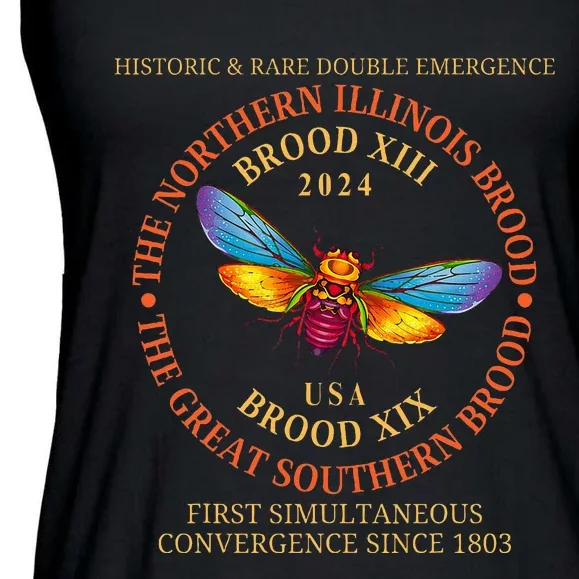 Cicada Brood Xiii Brood Xix 2024 Emergence Convergence Ladies Essential Flowy Tank