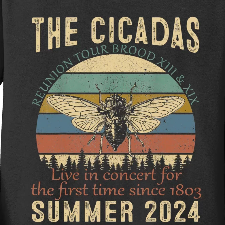 Cicada Brood Xiii Xix Summer 2024 Reunion Swarm Cicadas Kids Long Sleeve Shirt