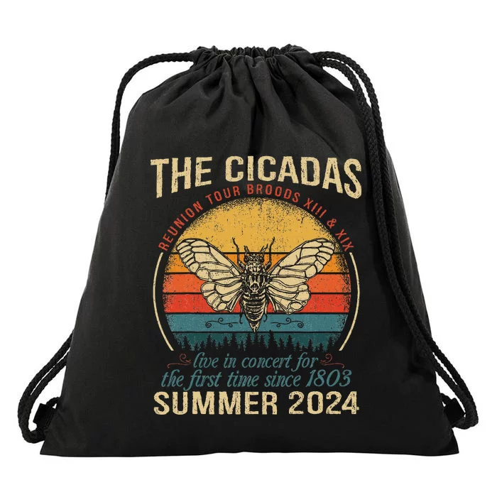 Cicada Brood Xiii Xix Summer 2024 Reunion Swarm Cicadas Drawstring Bag