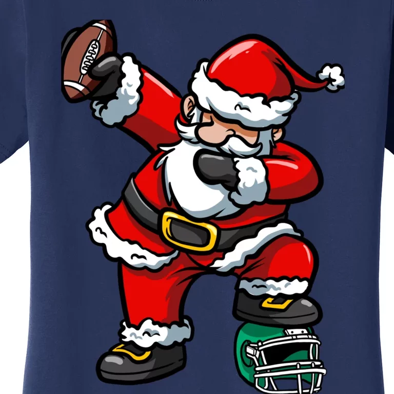 Christmas Boy Xmas Dabbing Santa Claus Football Women's T-Shirt