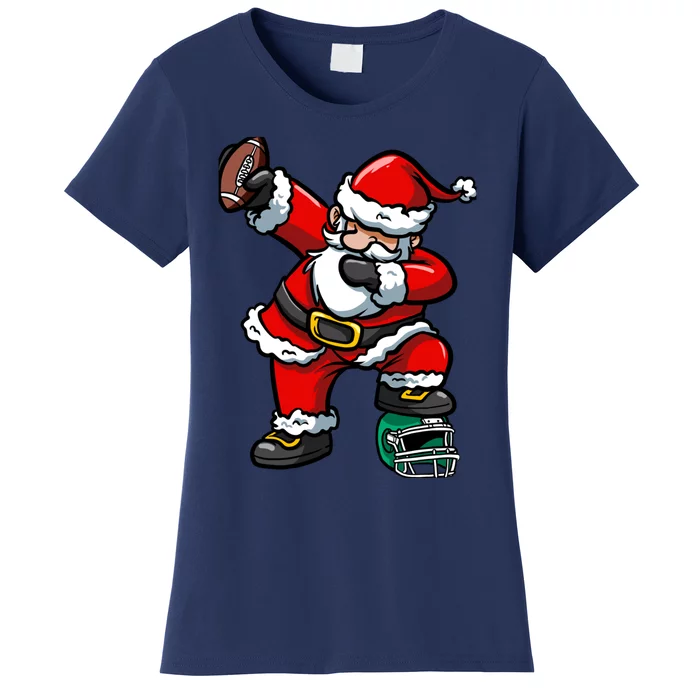 Christmas Boy Xmas Dabbing Santa Claus Football Women's T-Shirt