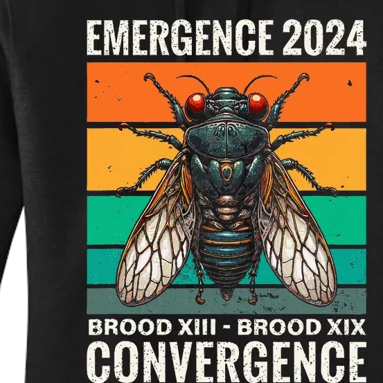 Cicada Brood Xiii Brood Xix 2024 Emergence Convergence Women's Pullover Hoodie