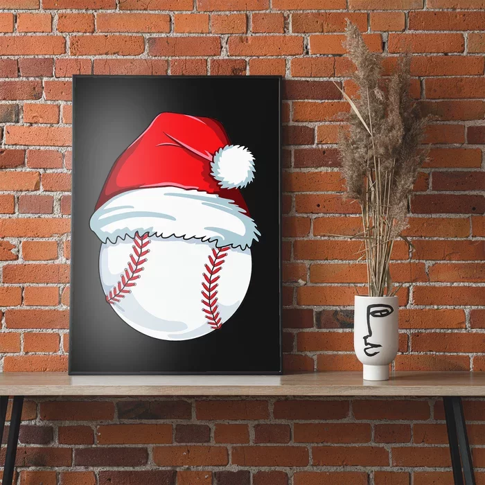 Christmas Baseball Xmas Santa Hat Ball Poster