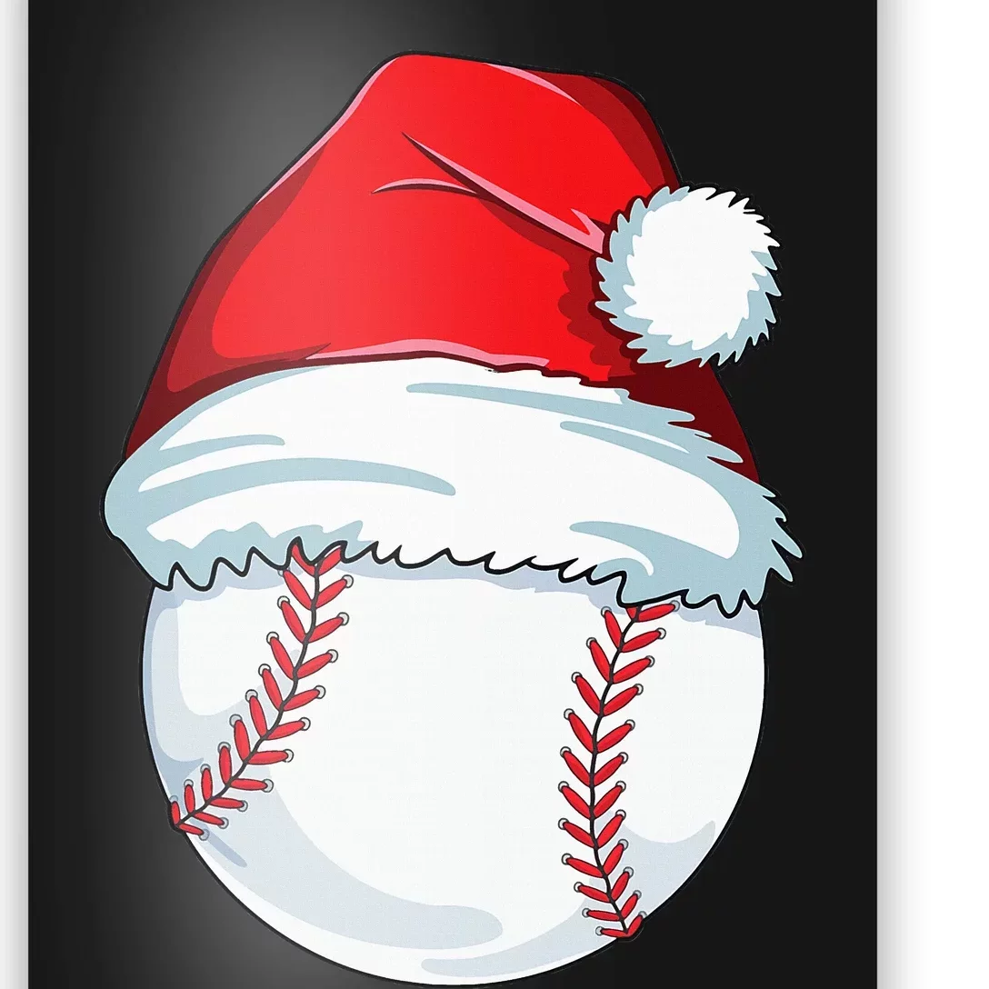 Christmas Baseball Xmas Santa Hat Ball Poster