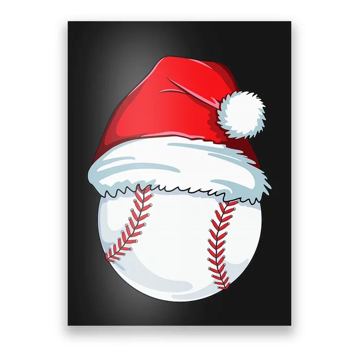 Christmas Baseball Xmas Santa Hat Ball Poster