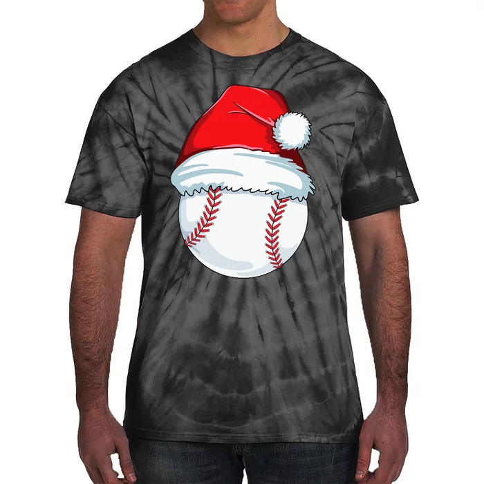 Christmas Baseball Xmas Santa Hat Ball Tie-Dye T-Shirt