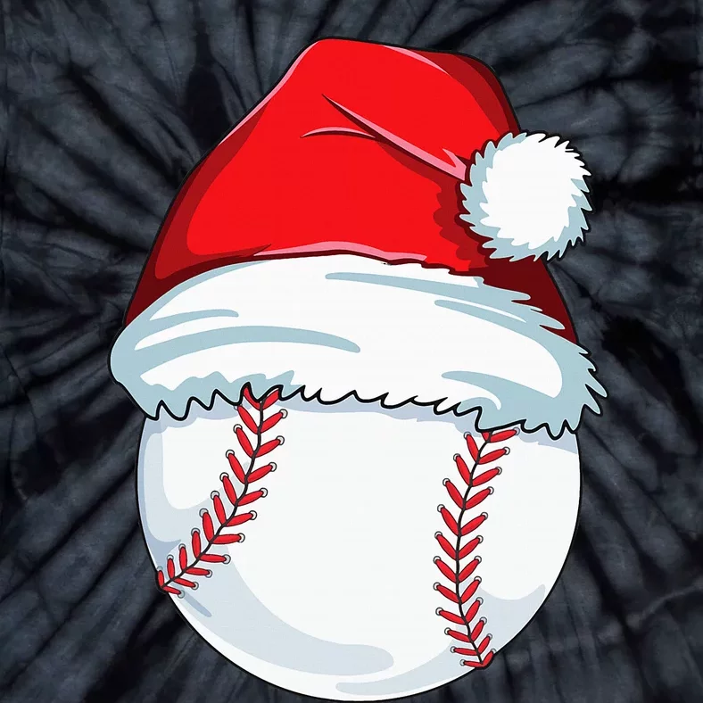 Christmas Baseball Xmas Santa Hat Ball Tie-Dye T-Shirt