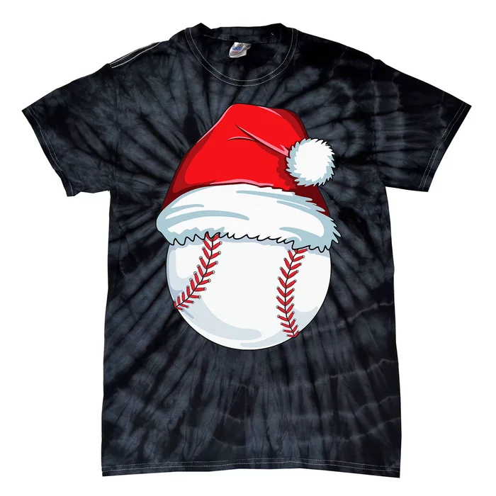 Christmas Baseball Xmas Santa Hat Ball Tie-Dye T-Shirt