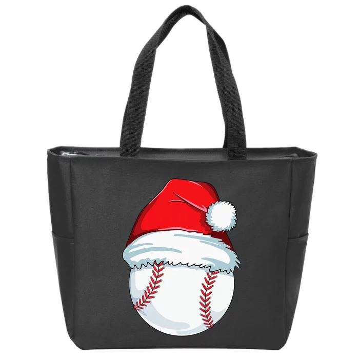 Christmas Baseball Xmas Santa Hat Ball Zip Tote Bag