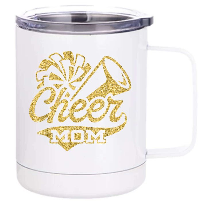 Cheerleader Black Yellow Gold Pom Pom Meaningful Gift Front & Back 12oz Stainless Steel Tumbler Cup