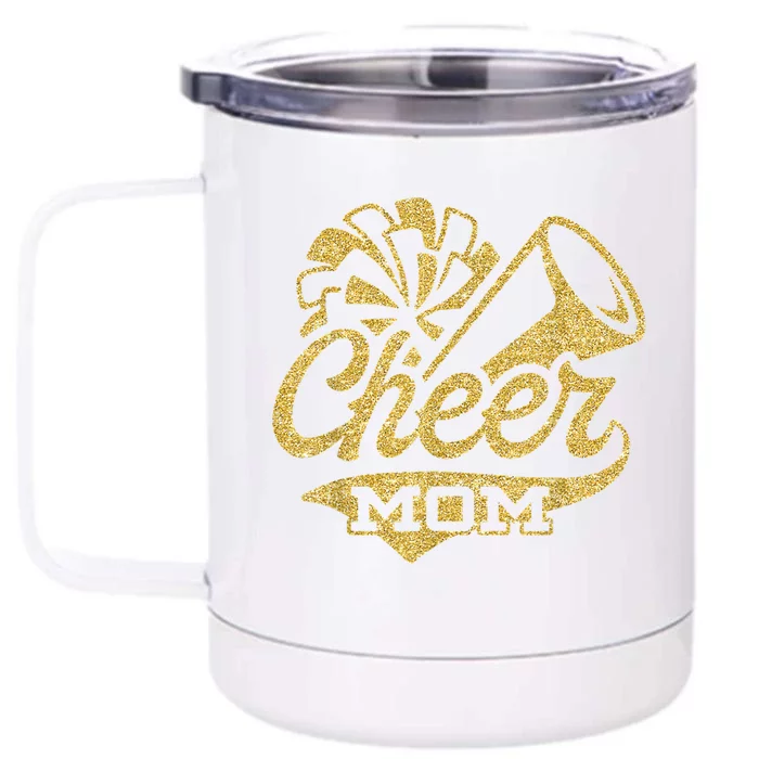 Cheerleader Black Yellow Gold Pom Pom Meaningful Gift Front & Back 12oz Stainless Steel Tumbler Cup