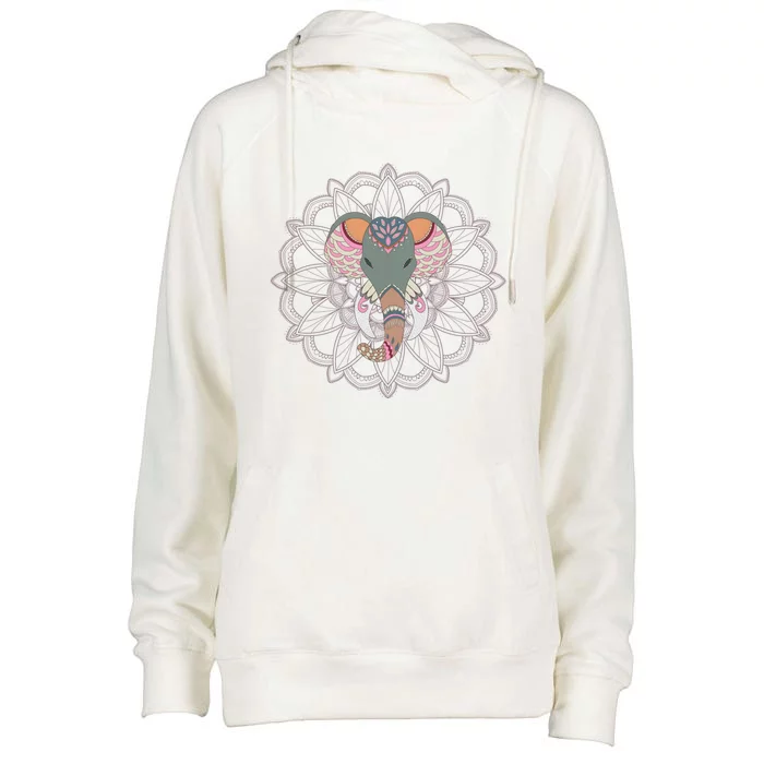 Cool Boho Yoga Elephant Dala Gift Womens Funnel Neck Pullover Hood