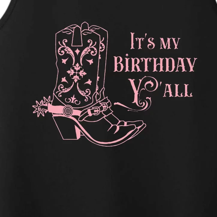 Cowgirl Birthday YAll Country Western Bday Girl Performance Tank