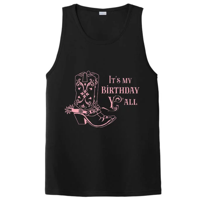 Cowgirl Birthday YAll Country Western Bday Girl Performance Tank