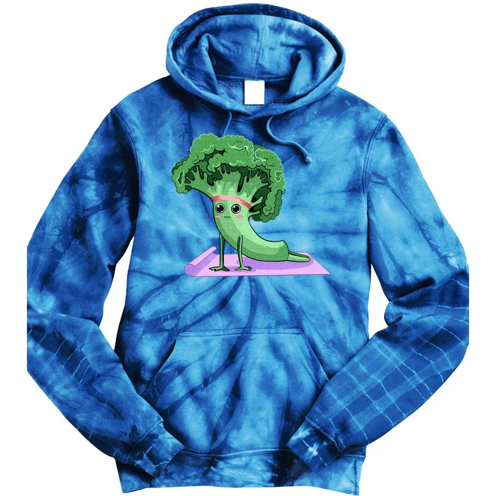 Cute Broccoli Yoga Pose Funny Yogi Broccoli Lover Tie Dye Hoodie