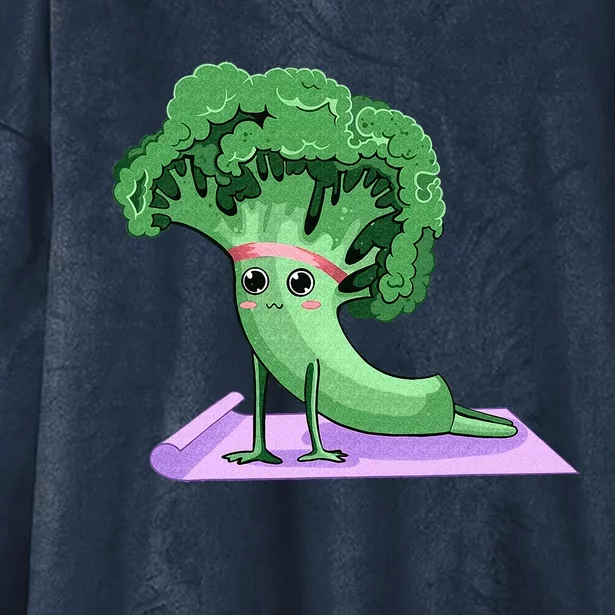 Cute Broccoli Yoga Pose Funny Yogi Broccoli Lover Hooded Wearable Blanket