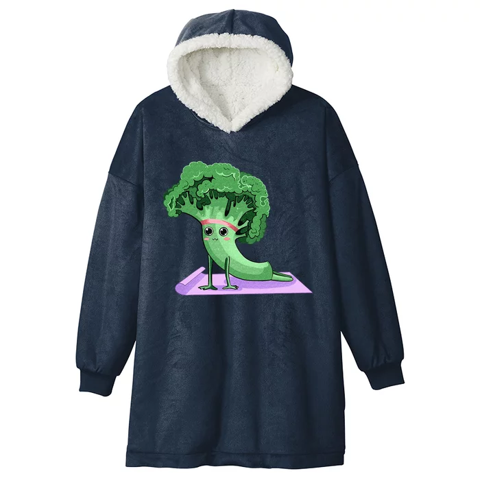 Cute Broccoli Yoga Pose Funny Yogi Broccoli Lover Hooded Wearable Blanket