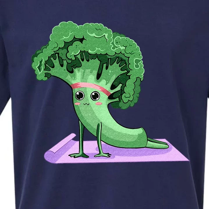 Cute Broccoli Yoga Pose Funny Yogi Broccoli Lover Sueded Cloud Jersey T-Shirt