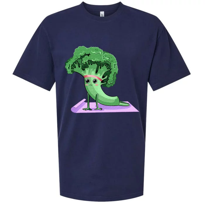 Cute Broccoli Yoga Pose Funny Yogi Broccoli Lover Sueded Cloud Jersey T-Shirt