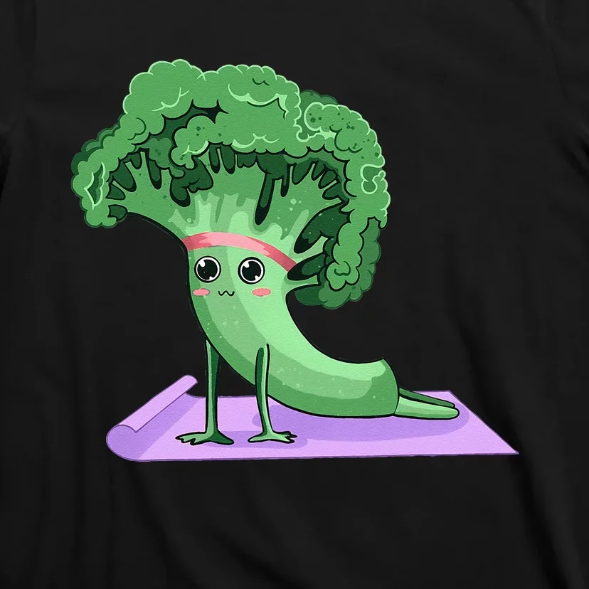 Cute Broccoli Yoga Pose Funny Yogi Broccoli Lover T-Shirt