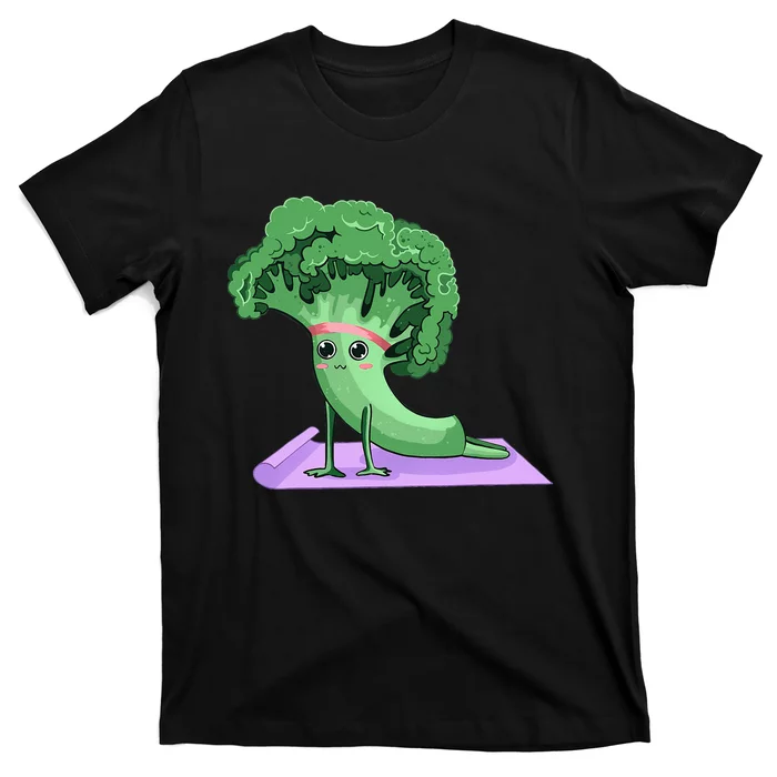 Cute Broccoli Yoga Pose Funny Yogi Broccoli Lover T-Shirt